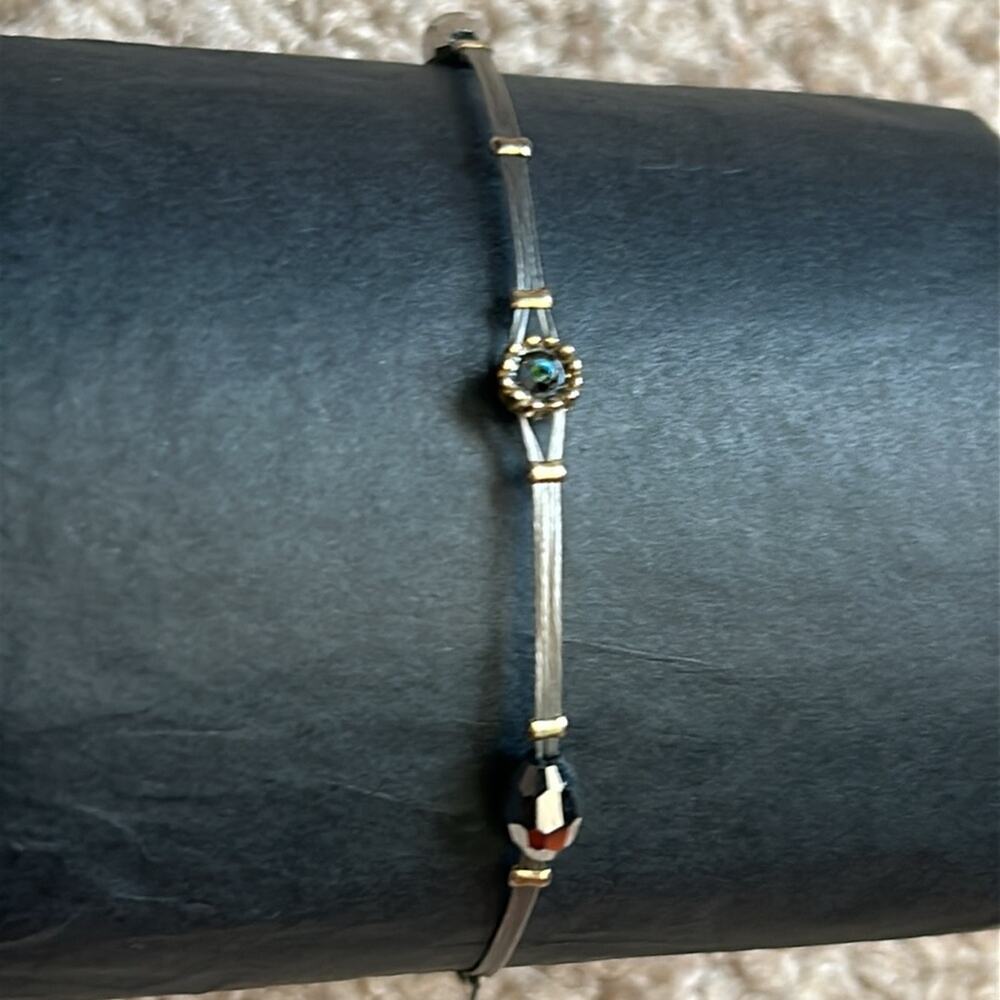 Women’s vintage dainty two tone crystal bangle bracelet‎ one size